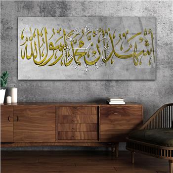 Tableau en verre à thème religieux avec horloge centrale horizontale  024