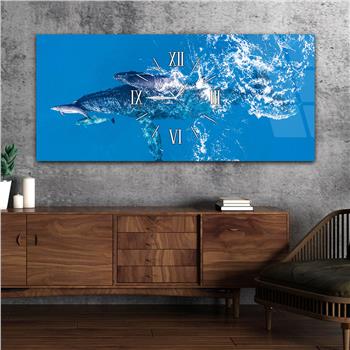 Yatay Ortadan Saatli  Sanat ve Doğa Temalı Cam Tablo 110