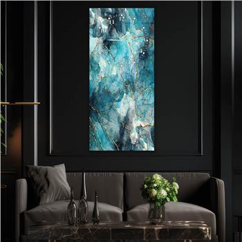 Dikey Üstten Saatli Sanat Temalı Cam Tablo 024