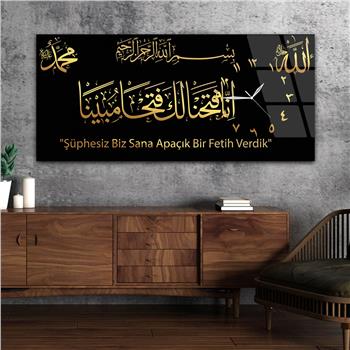 Horizontaal, Aan De Zijkant Voorzien Van Een Klok, Religieus Thema Gehard Glasschilderij 013