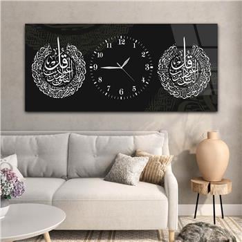 Tableau en verre à thème religieux avec horloge centrale horizontale  070