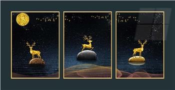 Alüminyum Çerçeveli Sanat Temalı 3lü Set MDF Tablo 0065