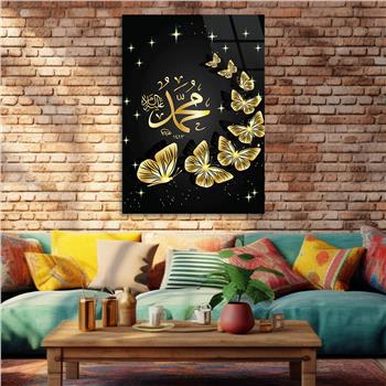 PEYGAMBER EFENDİMİZ S.A.V İSMİ YAZILI CAM TABLO 