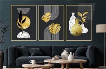 Alüminyum Çerçeveli Sanat Temalı 3lü Set CAM Tablo 0008