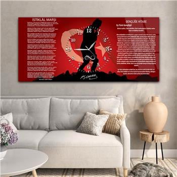 Tableau en verre sur le thème de la nation avec horloge centrale horizontale  050