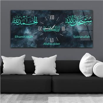 Tableau en verre à thème religieux avec horloge centrale horizontale  094