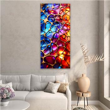 Vertikales bedrucktes Glas Kunst und Naturthema mit Uhr Oben  047