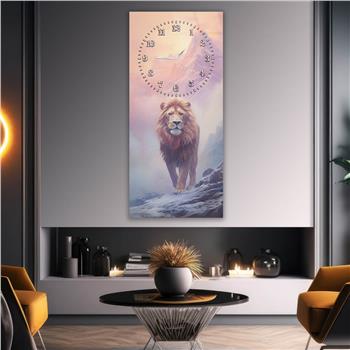 Dikey Üstten Saatli Sanat Temalı Cam Tablo 097