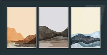 Alüminyum Çerçeveli Sanat Temalı 3lü Set MDF Tablo 0023