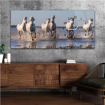 Horizontal bedrucktes Glas mit Kunst und Naturthema und einer Uhr an der Seite 130