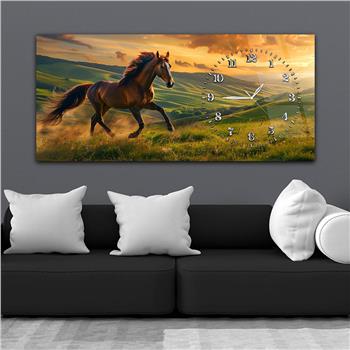 Yatay Saatli Yandan Sanat Temalı Cam Tablo 314