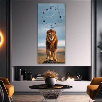 Dikey Üstten Saatli Sanat Temalı Cam Tablo 095