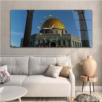 Tableau en verre à thème religieux avec horloge centrale horizontale  006