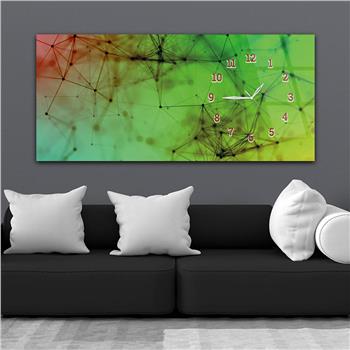 Horizontal bedrucktes Glas mit Kunst und Naturthema und einer Uhr an der Seite 118