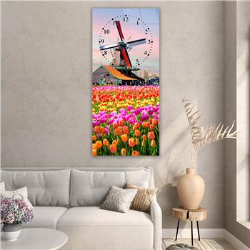 Vertikales bedrucktes Glas Kunst und Naturthema mit Uhr Oben  038