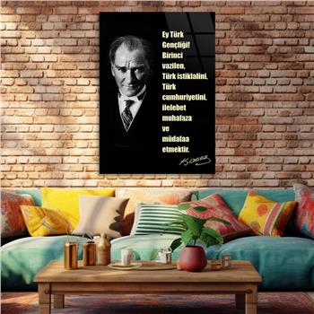 Dikey Vatan Temalı Cam Tablo 301