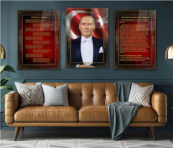  3lü Set VatanTemalı Cam Tablo 34