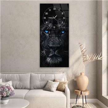 Dikey Üstten Saatli Sanat Temalı Cam Tablo 084