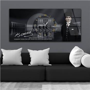 Tableau en verre sur le thème de la nation avec horloge centrale horizontale  053