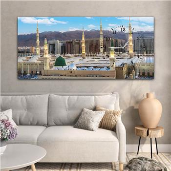 لوحة زجاجية أفقية ذات طابع ديني مع ساعة جانبية 031