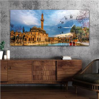 لوحة زجاجية أفقية ذات طابع ديني مع ساعة جانبية 034