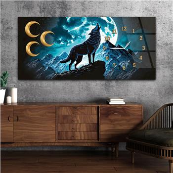 Horizontal bedrucktes Glas mit Nationenthema und einer Uhr an der Seite 018