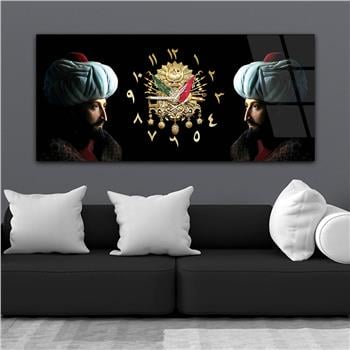 Tableau en verre sur le thème de la nation avec horloge centrale horizontale  052