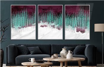 Alüminyum Çerçeveli Sanat Temalı 3lü Set CAM Tablo 0043