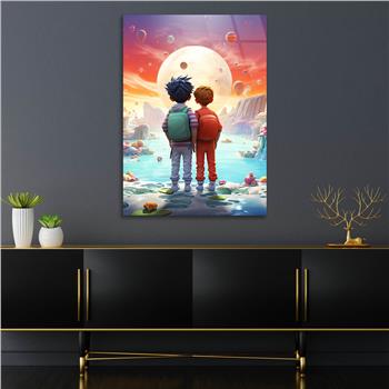 Dikey Sanat Temalı Cam Tablo 538