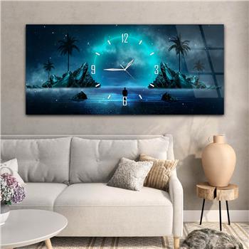 Yatay Saatli Ortadan Sanat Temalı Cam Tablo126