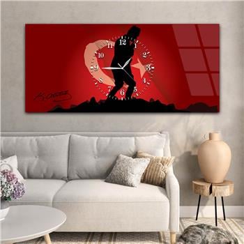 Tableau en verre sur le thème de la nation avec horloge centrale horizontale  048