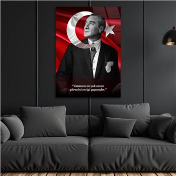 Dikey Vatan Temalı Cam Tablo 309