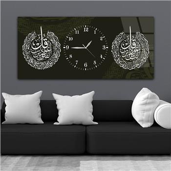 Tableau en verre à thème religieux avec horloge centrale horizontale  072