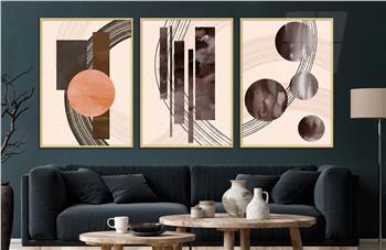 Alüminyum Çerçeveli Sanat Temalı 3lü Set CAM Tablo 0014