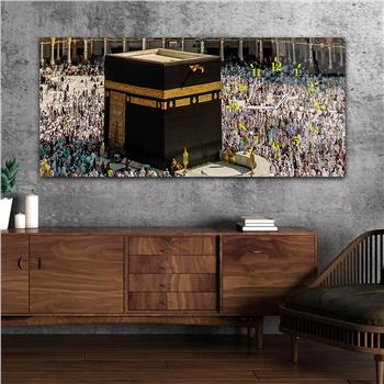 لوحة زجاجية أفقية ذات طابع ديني مع ساعة جانبية 030