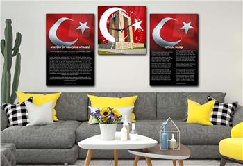 İSTİKLAL MARŞI GENÇLİĞE HİTABE CAM TABLO SETİ