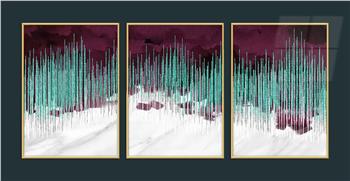 Alüminyum Çerçeveli Sanat Temalı 3lü Set MDF Tablo 0043