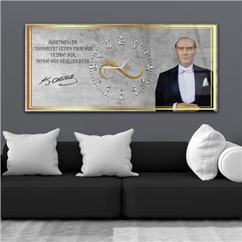 Tableau en verre sur le thème de la nation avec horloge centrale horizontale  031