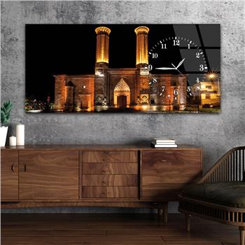 لوحة زجاجية أفقية ذات طابع ديني مع ساعة جانبية 063