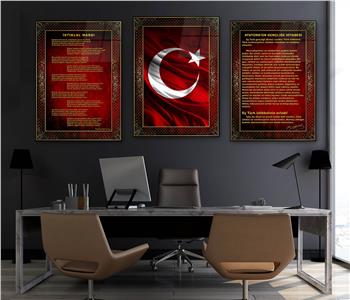  3lü Set VatanTemalı Cam Tablo 16