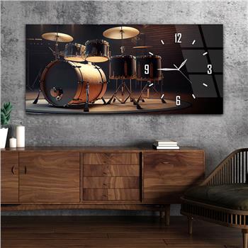 Yatay Saatli Yandan Sanat Temalı Cam Tablo 379