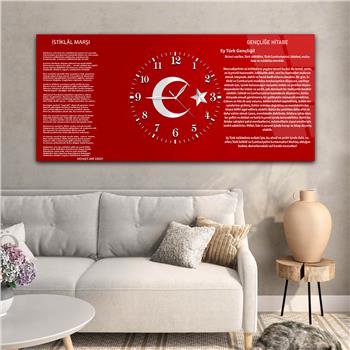 Horizontal bedrucktes Glas mit Nationenthema und einer Uhr in der Mitte 001