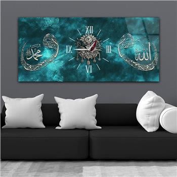 Tableau en verre à thème religieux avec horloge centrale horizontale  103