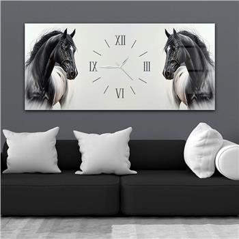 Yatay Ortadan Saatli  Sanat ve Doğa Temalı Cam Tablo 059