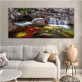 Horizontal bedrucktes Glas mit Kunst und Naturthema und einer Uhr an der Seite 040