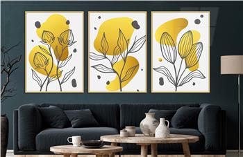 Alüminyum Çerçeveli Sanat Temalı 3lü Set CAM Tablo 0009