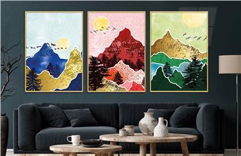 Alüminyum Çerçeveli Sanat Temalı 3lü Set CAM Tablo 0020