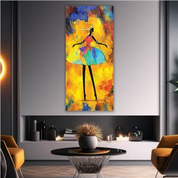 Vertikales bedrucktes Glas Kunst und Naturthema mit Uhr Oben  057