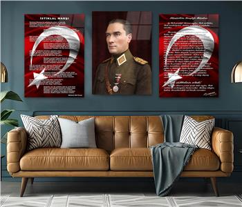  3lü Set VatanTemalı Cam Tablo 25