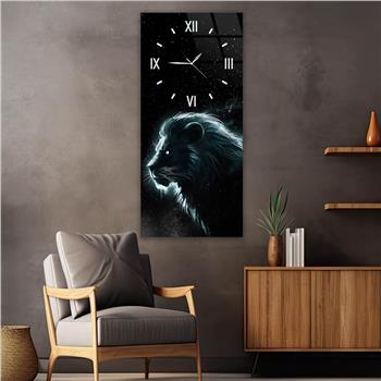 Dikey Üstten Saatli Sanat Temalı Cam Tablo 098